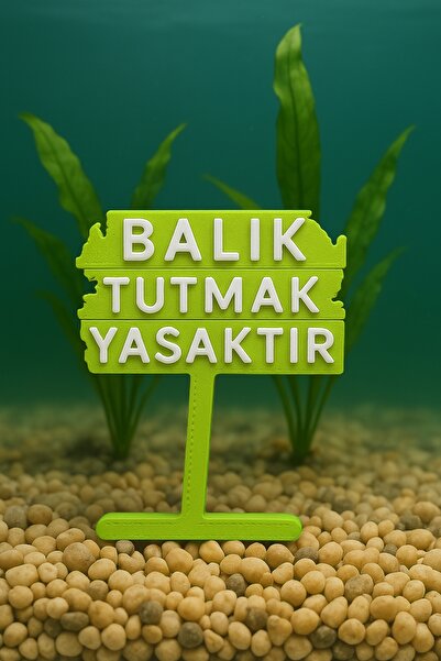 Akvaryum Balık Tutmak Yasaktır (Yeşil Tonları) Akvaryum Dekoru Fanus, Küçük A...