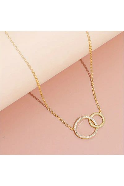 Ayzen Double Circle 8 Design Stone Necklace
