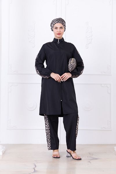 dilber fashion Bone and Bag Gift Gathered Waist Hijab Swimsuit Set
