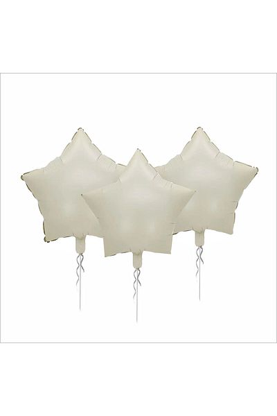 ZENVİVA 3 Pieces Star Foil Balloon Cream 18 Inc