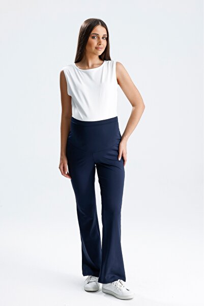 KATLİN MATERNİTY WEAR Yüksek Bel Hamile İspanyol Paça Tayt , Beli Ayarlanabilir Full Likrali Kumaş