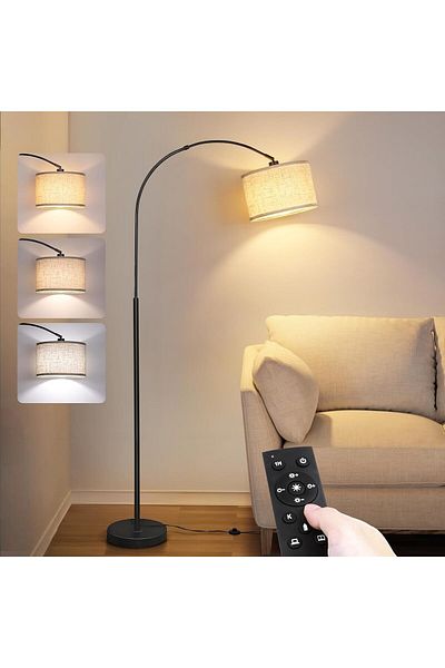 Lumely Modern Arc Floor Lamp,with Remote Control,Adjustable Angle Lamp Head and Lighting,12W 3 Level