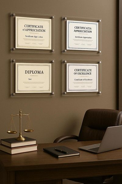Queen Bee İstanbul Transparent Plexiglass Diploma Certificate Frame |   Wall Mounted Screw Mounting |   A4 Paper Compatible