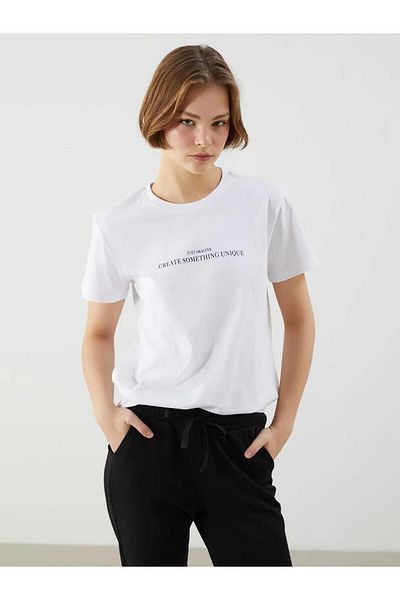 LC Waikiki Γυναικείο μπλουζάκι με στάμπα Xside Crew Neck (S5)