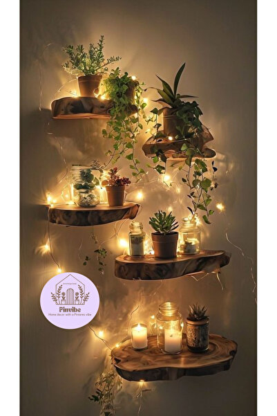 Dekorart Pinvibe Woodline – Doğal Ağaç Gövdeli Duvar Rafı