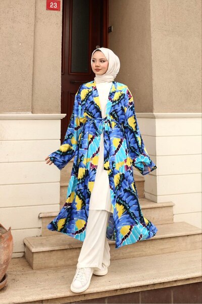 naimabutik Yazlık Organik Pamuk Kumaş Kimono Abaya Kadın Giyim - Naima Butik