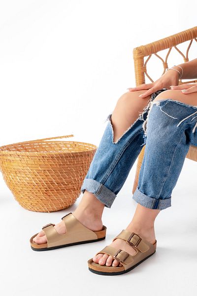 mirvella Unisex Double Buckle Slippers Comfortable Home and Outdoor Slippers