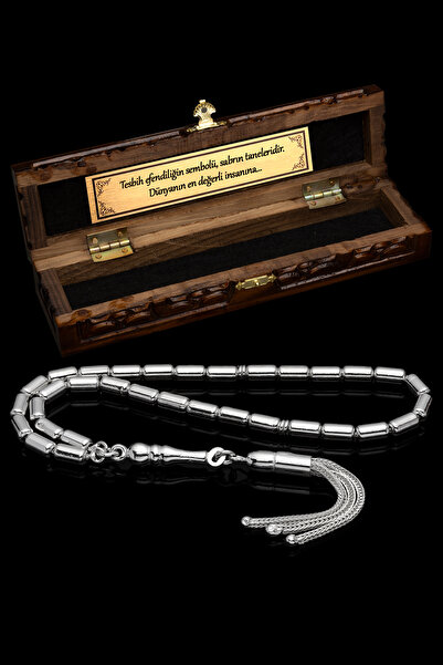 OTTOTESBİH Sertifikalı Erkek Gümüş Tespih 4x7.5mm 15Gr Kapsül Kesim