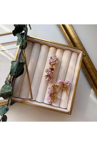 Alice İsstanbul Pink Flower Hoop Earrings