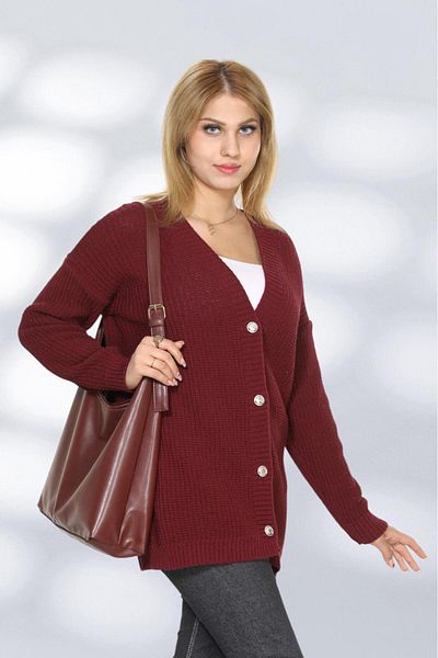 Fox Life Kids Women's Button Detailed Long Straight Cardigan Flt1007
