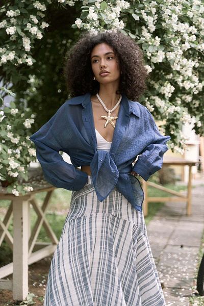BOHEMAİ Syaritta Oversize Indigo Transparent Shirt