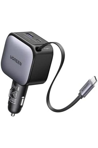 Ugreen Retractable Car Charger 60W With Built-in 30W USB C Cable