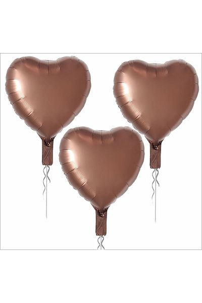 ZENVİVA 3 Pieces Heart Foil Balloon Caramel 18 Inc