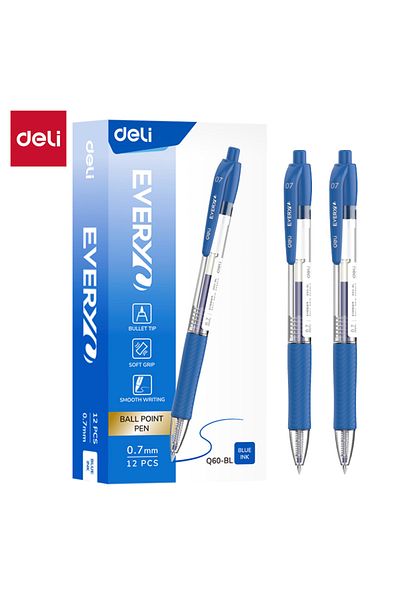 Deli EQ60-BL Ballpoint Pen 0.7mm - 12pcs - ideal for daily writing