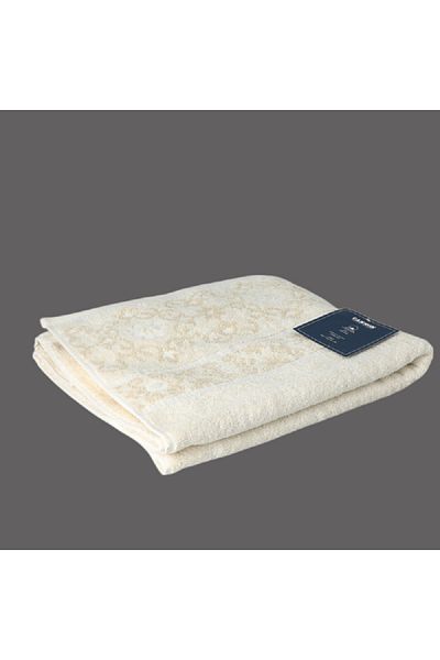 Cannon Floral Pattern Cotton Jacquard Towel Cream and White 81 x 163cm