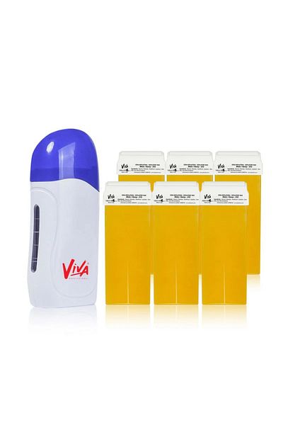 Viva Professional Viva Body Hair Removal Waxing Kit with Depilatory Wax Heater Machine & Honey Wax Tube (6 Pcs)