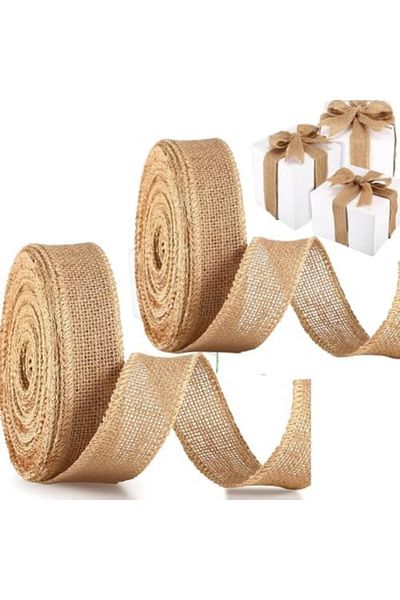 Generic Natural Burlap Ribbon, Jute Ribbons, Fabric Craft Ribbon for DIY Decor, Gift Wrapping, 2.5cm/10yard