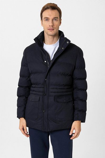 SÜVARİ Παλτό ποιότητας Navy Blue με μοτίβο Slim Fit
