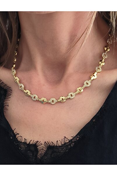 xUPING Altın Kaplama Yuvarlak Plaka Model Kolye Kararmaz 14K Rengindedir 47cm
