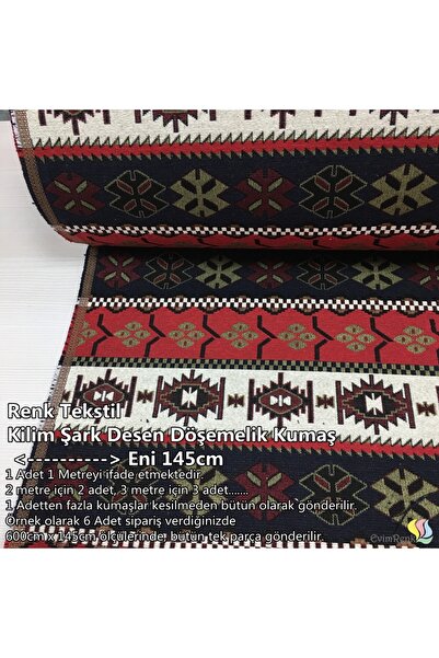 Renk Tekstil Anatolia Etnik Dokuma Kilim Şark Desenli Kumaş - Döşeme - Minder...