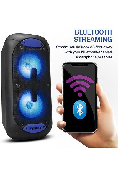 DLC 5-inch Portable Bluetooth Speaker with Strap and Remote Control, Colorful Lights, Blue