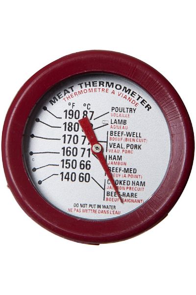 Grill Mark Durable High Quality Stainless Steel Analog Meat Thermometer Silver and Red