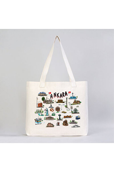 Ankara Tişörtleri Bez Çanta - Ankara yı anlatmak Kanvas Bez Çanta 48x41 Cm