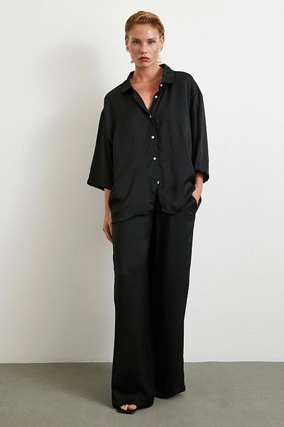 Never more Flowy Romantic Trousers Black