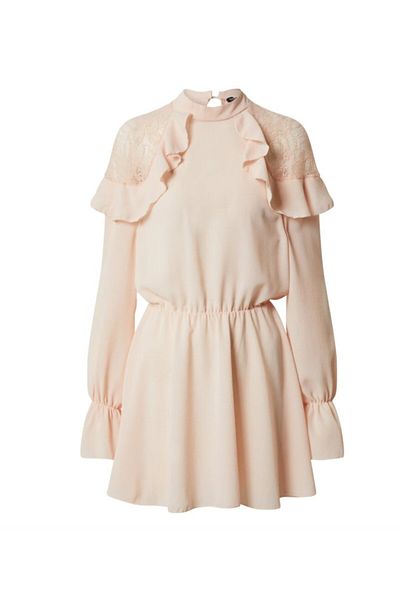 BOOHOO - Pink Skater Dress with Lace and Ruffles