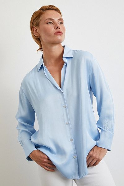 Never more Viscose Satin Shirt Blue