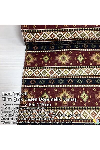 Renk Tekstil Anatolia Etnik Dokuma Kilim Şark Desenli Kumaş - Döşeme - Minder...