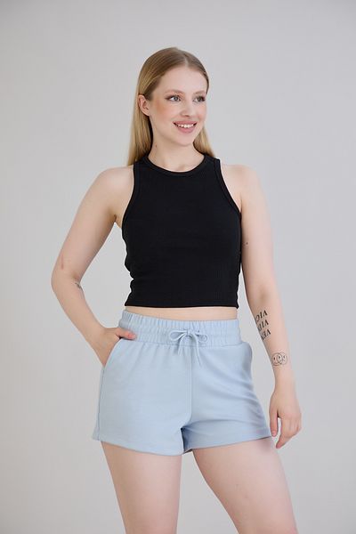 Dream Style Pantaloni scurți de damă din țesătură modală, cu textura moale, elastică, cu șireturi, cu buzunare duble