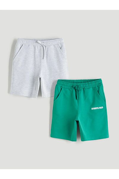 LC Waikiki Lcw Kids Green Elastic Waist Boys Shorts Pack of 2