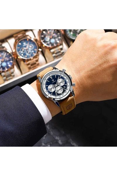 POEDAGAR 921L Luxury Leather Cord Men Wrist Watch