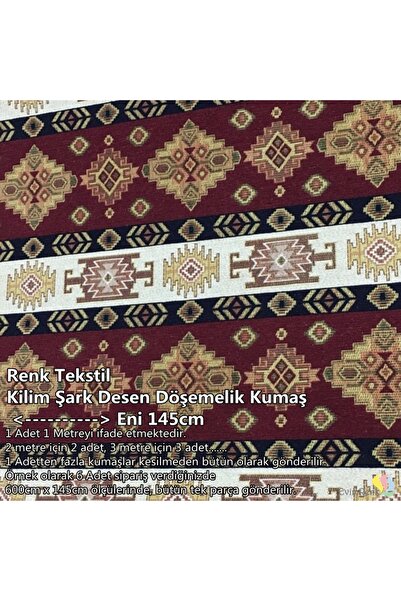 Renk Tekstil Anatolia Etnik Dokuma Kilim Şark Desenli Kumaş - Döşeme - Minder...