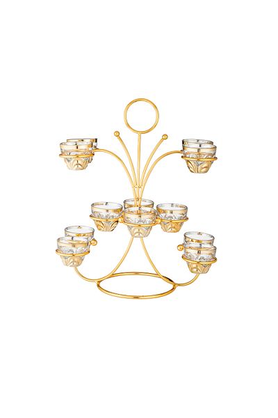 Dania Saudi Coffee Cup Holder Stand in Stainless Gold Metal - Holds 12 Cups