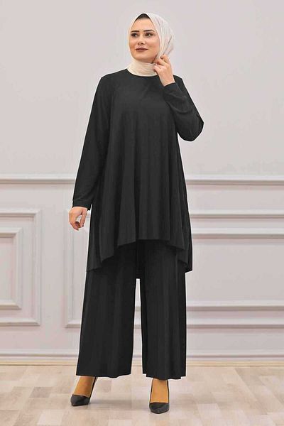 CNG MODA Sandy Pleated Hijab Double Set