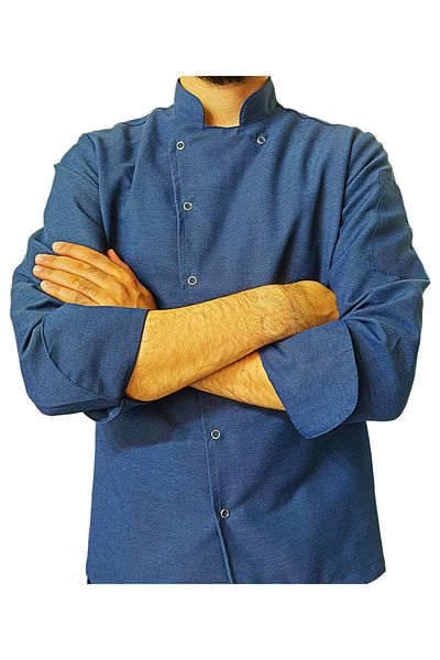 Ant Rotagrup Üniforma ve İş Elbiseleri Cook Jacket Denim Color Unisex Snap Fastener Long Sleeve Chef Cook Kitchen Jacket