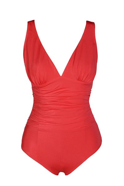 Endeep Women's Draped Red Swimsuit