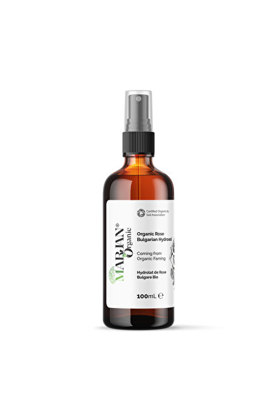 Marjan Organic ماء الورد البلغاري العضوي ١٠٠ مل - محلول مائي مقطر بالبخار - تونر للوجه والشعر والبشرة