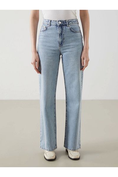 LC Waikiki Xside Blue High Waist Wideleg Women's Jean Pants