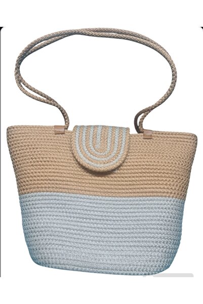 UPEKA Jütip Natural Straw Look Holiday Beach Seasonal Hand Shoulder Bag Size27.Gnş40.İçdrnlk25Cm