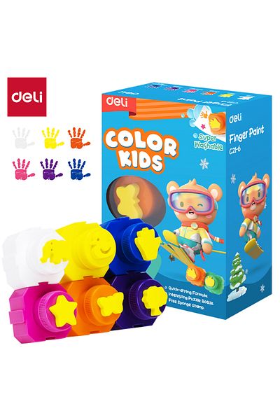 Deli EC21-6 Finger Paint Set 18ml×6 – ideal for toddlers’ creative and safe art play