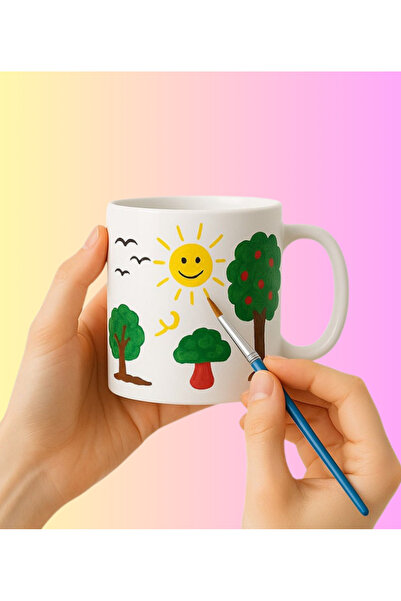 Home Kendi Kupanı Kendin Tasarla - Seramik Bardak Boyama Seti (Fırınlanabilir...