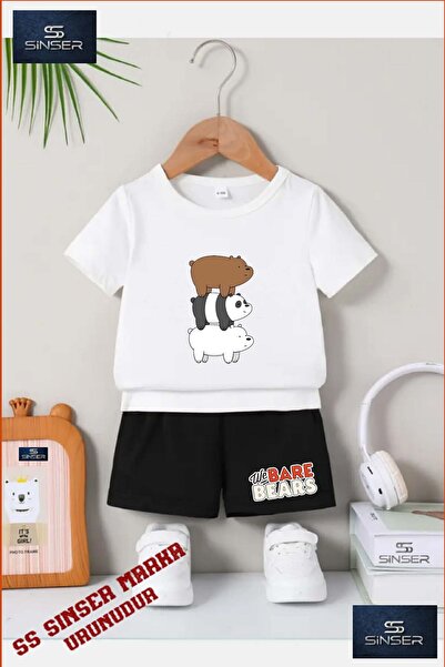 SS SİNSER Child Unisex “Pandas 3Pack Back to Back“ Custom Printed Crew Neck T...