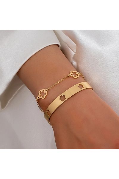 Ayzen Double Bracelet with Clover Design
