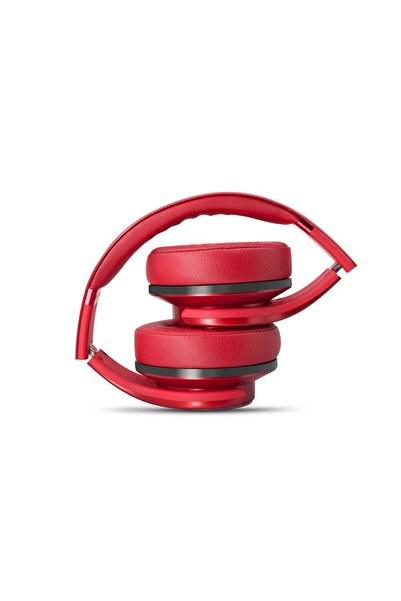 Sodo سماعات رأس بلوتوث فوق الأذن مع ميكروفون باللون الأحمر