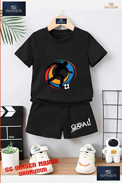 SS SİNSER تي شيرت للأطفال للجنسين "COLORFUL FOOTBALLER CIRCLE CANVAS" مطبوع ح...