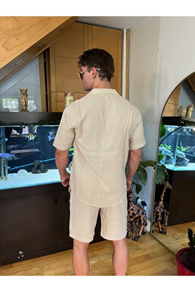 Pubblica Men's Beige Muslin Fabric Top-Top Set