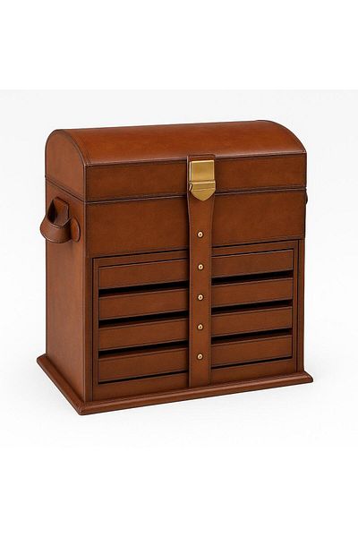 LAMEDORE Tan Leather Jewelry Organizer